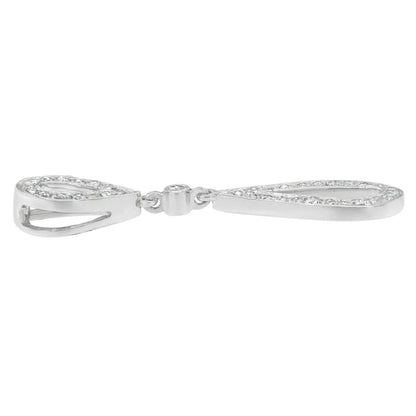 14 White Gold 1/4 cttw Round Cut Diamond Double Tear Drop Pendant Necklace (H-I, I2-I3) - Bijoux-NYC Direct