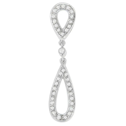 14 White Gold 1/4 cttw Round Cut Diamond Double Tear Drop Pendant Necklace (H-I, I2-I3) - Bijoux-NYC Direct