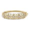 14k gold 1.00 cttw diamond vintage floral filigree bangle bracelet 7.75 bijoux-nyc direct