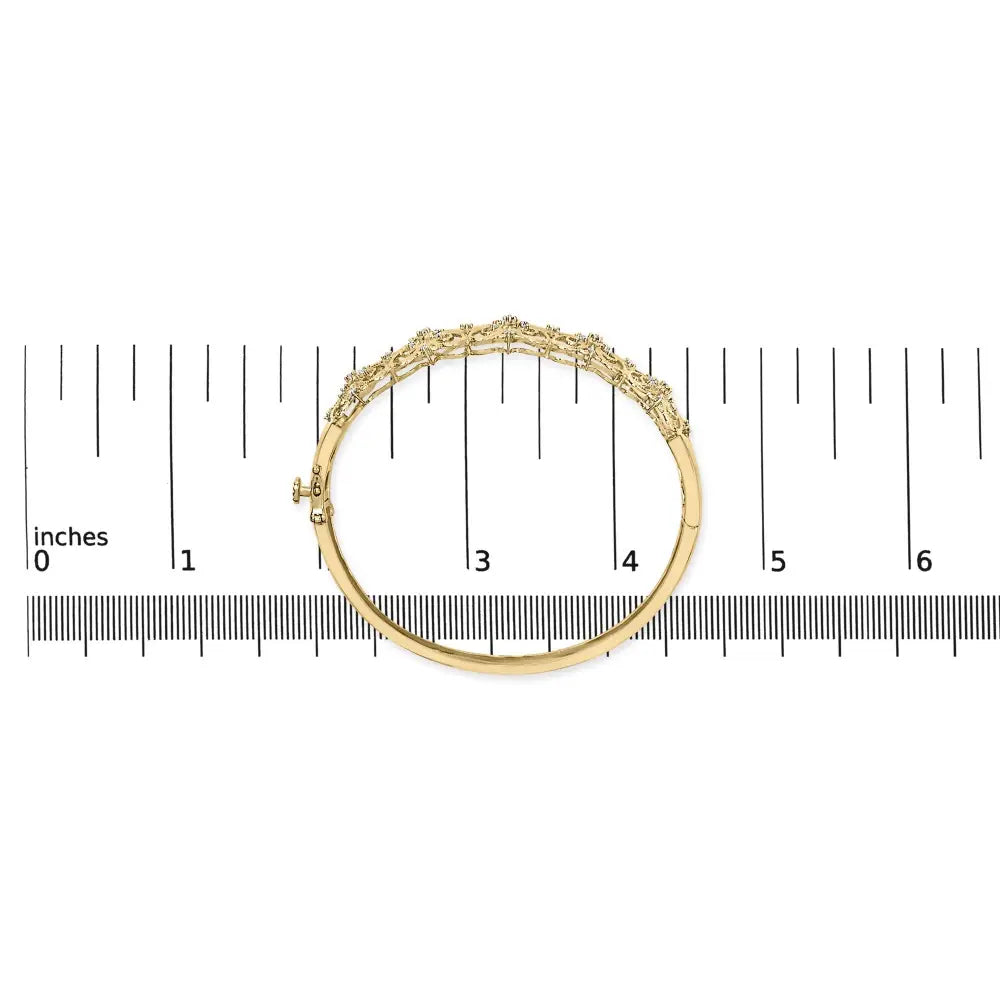 14k gold 1.00 cttw diamond vintage floral filigree bangle bracelet 7.75 bijoux-nyc direct