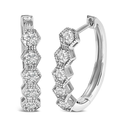 14K Gold 1/2 Cttw Diamond Earring Zig-Zagging Geometric Hoop Earrings (G-H Color, SI1-SI2) - Bijoux-NYC Direct