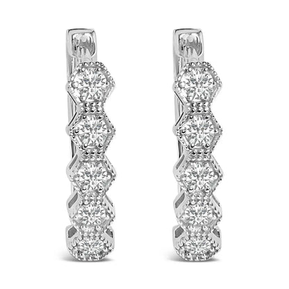 14K Gold 1/2 Cttw Diamond Earring Zig-Zagging Geometric Hoop Earrings (G-H Color, SI1-SI2) - Bijoux-NYC Direct