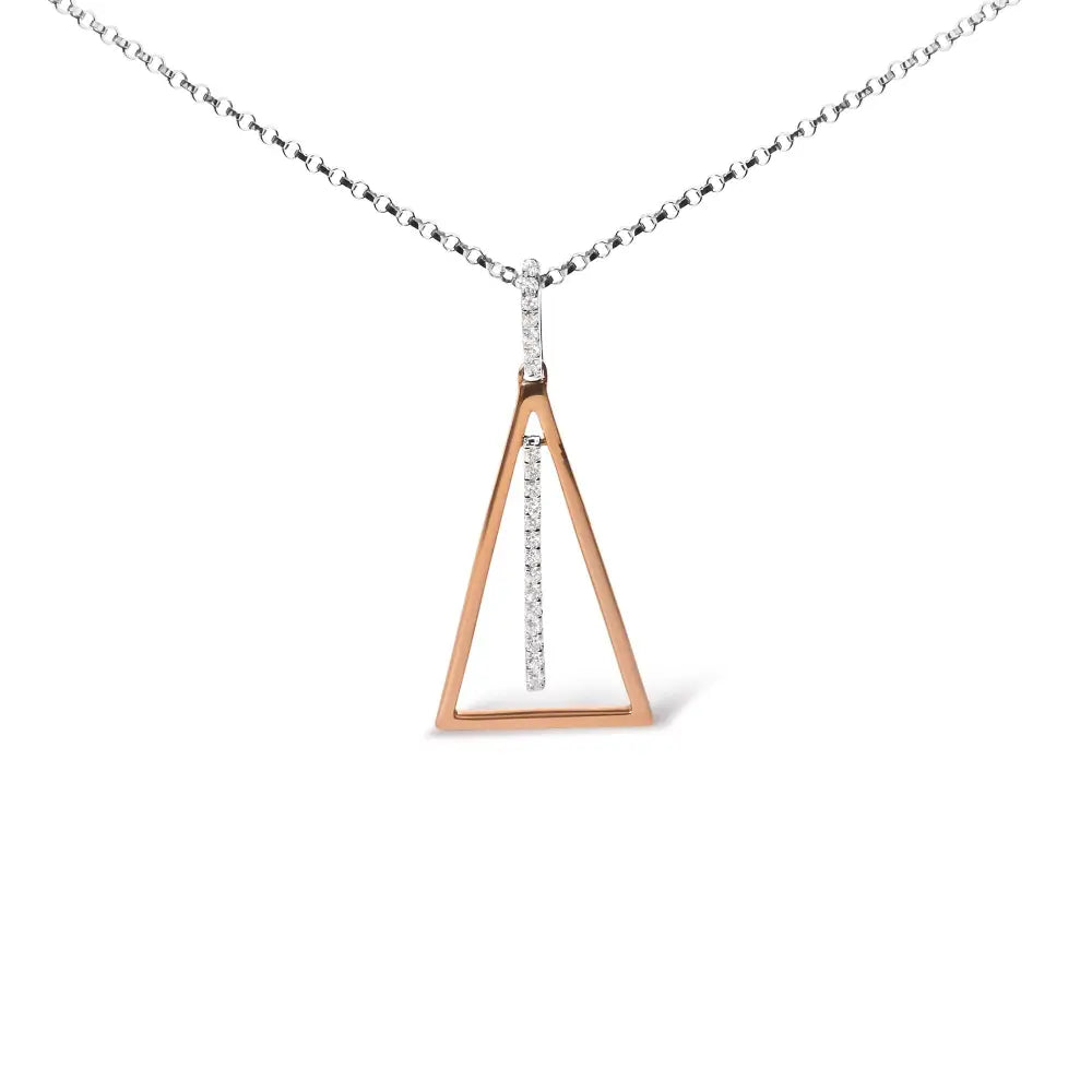 14k rose and white gold 1/8 cttw diamond windchime 18 inch necklace bijoux-nyc direct