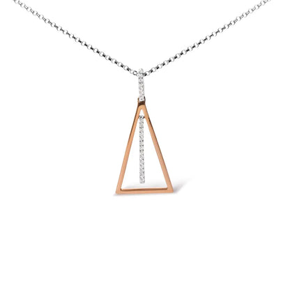 14k rose and white gold 1/8 cttw diamond windchime 18’’ pendant necklace (g h color si1 si2 clarity) necklaces/pendant/pendant