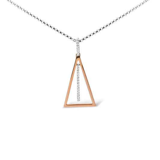 14k rose and white gold 1/8 cttw diamond windchime 18’’ pendant necklace (g h color si1 si2 clarity) necklaces/pendant/pendant