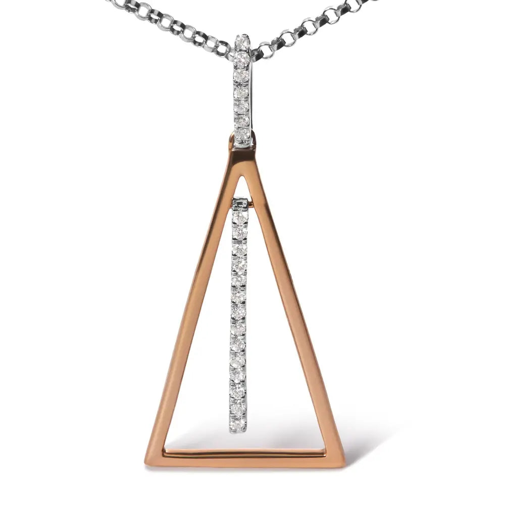 14k rose and white gold 1/8 cttw diamond windchime 18 inch necklace bijoux-nyc direct