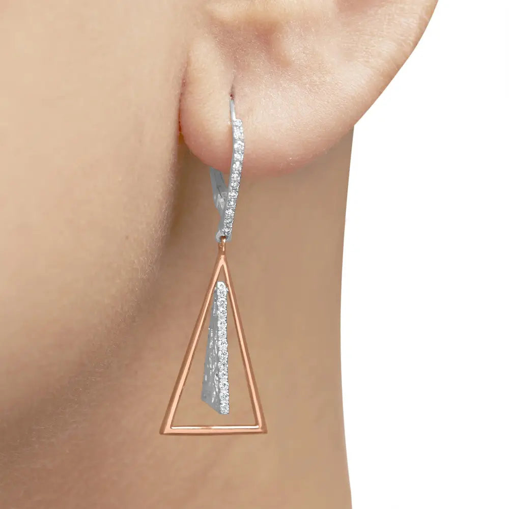 14k two-tone gold 3/8 cttw diamond windchime drop earrings 1.6 inch bijoux-nyc direct