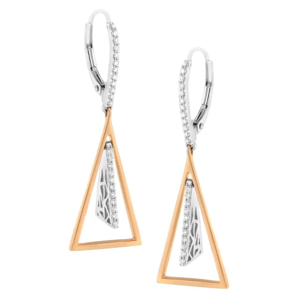 14k two-tone gold 3/8 cttw diamond windchime drop earrings 1.6 inch bijoux-nyc direct
