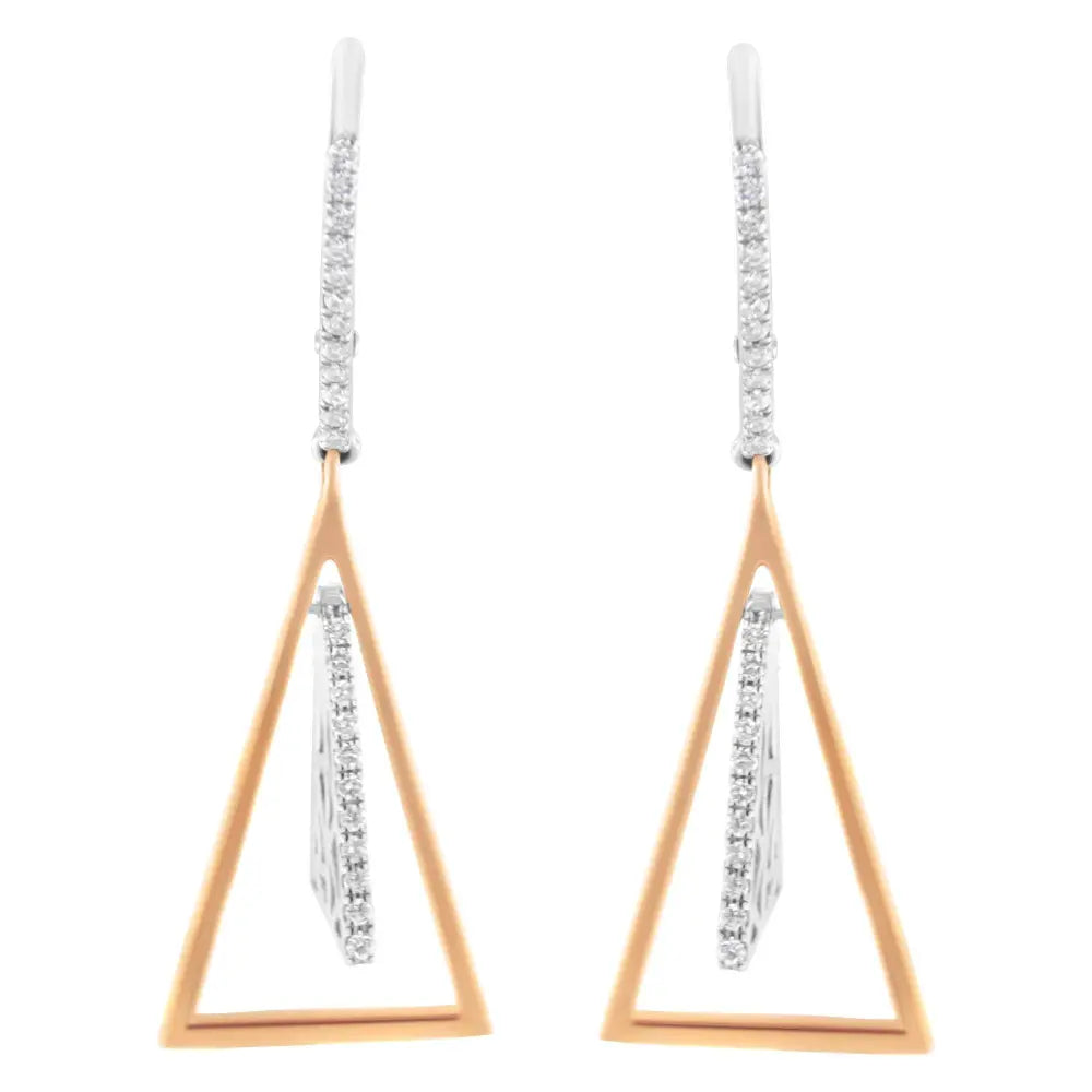 14K Rose and White Gold 3/8 Cttw Diamond Windchime Drop and Dangle Earring (G-H Color, SI1-SI2 Clarity) - Bijoux-NYC Direct