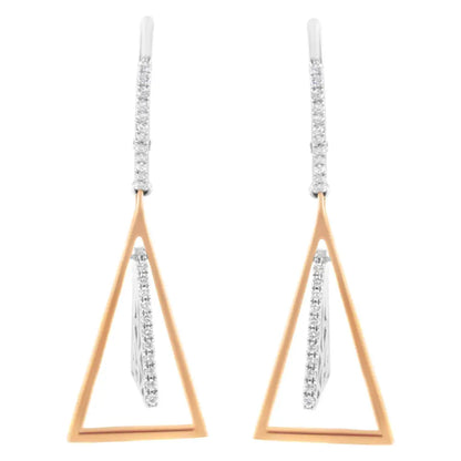 14K Rose and White Gold 3/8 Cttw Diamond Windchime Drop and Dangle Earring (G-H Color, SI1-SI2 Clarity) - Bijoux-NYC Direct