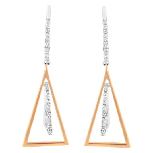 14K Rose and White Gold 3/8 Cttw Diamond Windchime Drop and Dangle Earring (G-H Color, SI1-SI2 Clarity) - Bijoux-NYC Direct