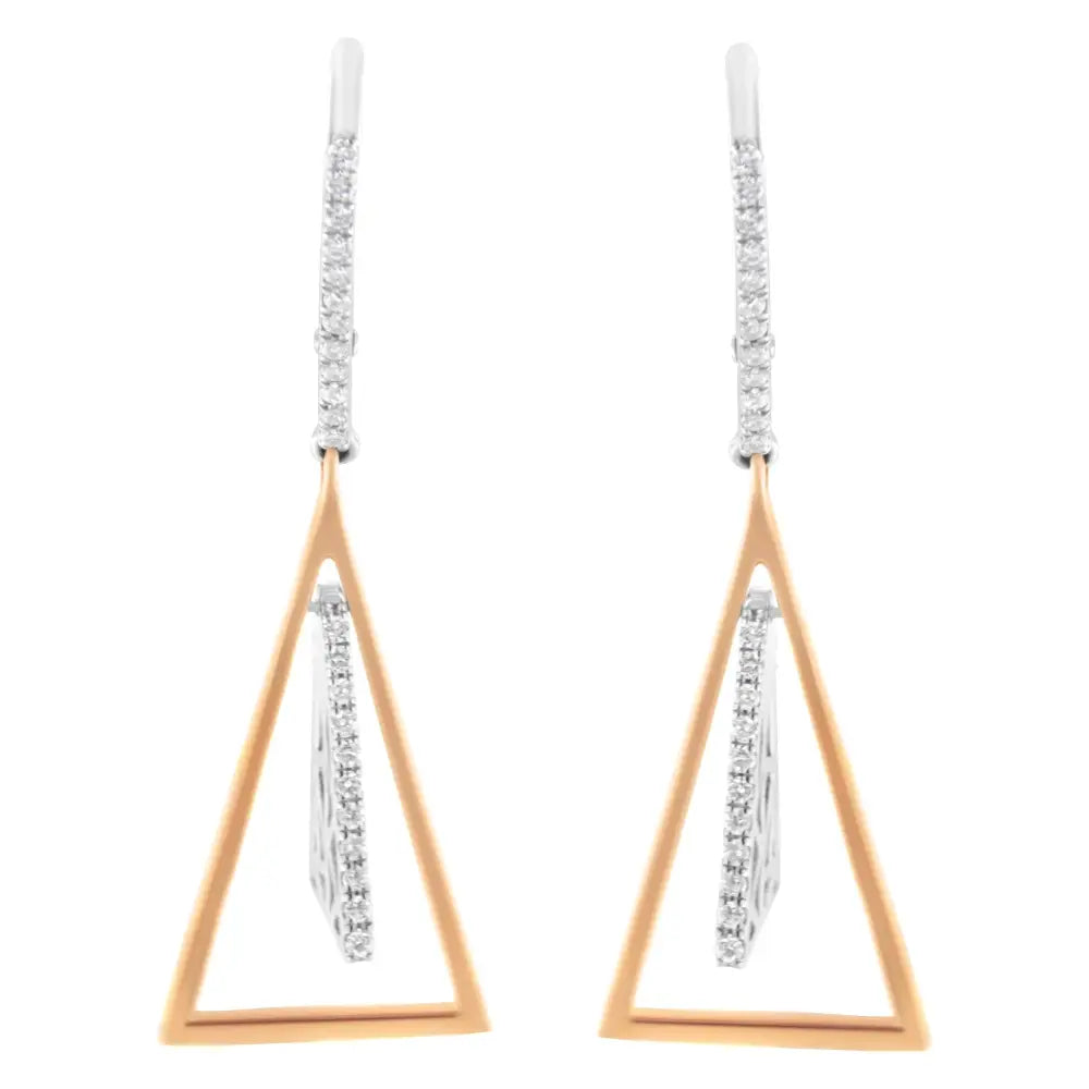 14k two-tone gold 3/8 cttw diamond windchime drop earrings 1.6 inch bijoux-nyc direct