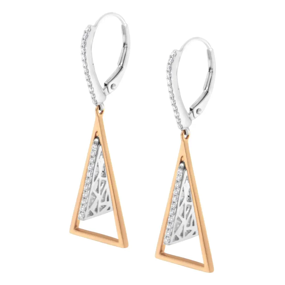 14k two-tone gold 3/8 cttw diamond windchime drop earrings 1.6 inch bijoux-nyc direct