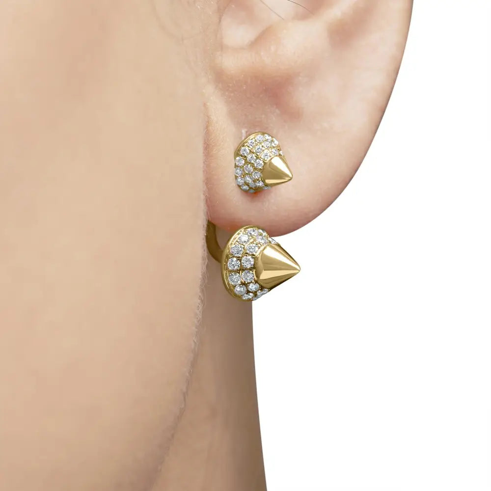 14k rose gold 1.00 cttw diamond double cone jacket stud earrings bijoux-nyc direct