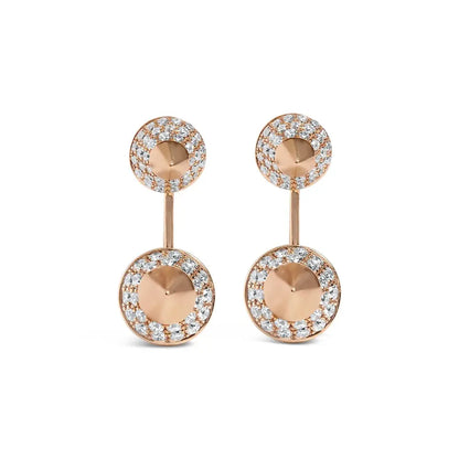 14K Rose Gold 1.00 Cttw Diamond Double Cone Jacket Stud Earring (G-H Color, SI1-SI2 Clarity) - Bijoux-NYC Direct
