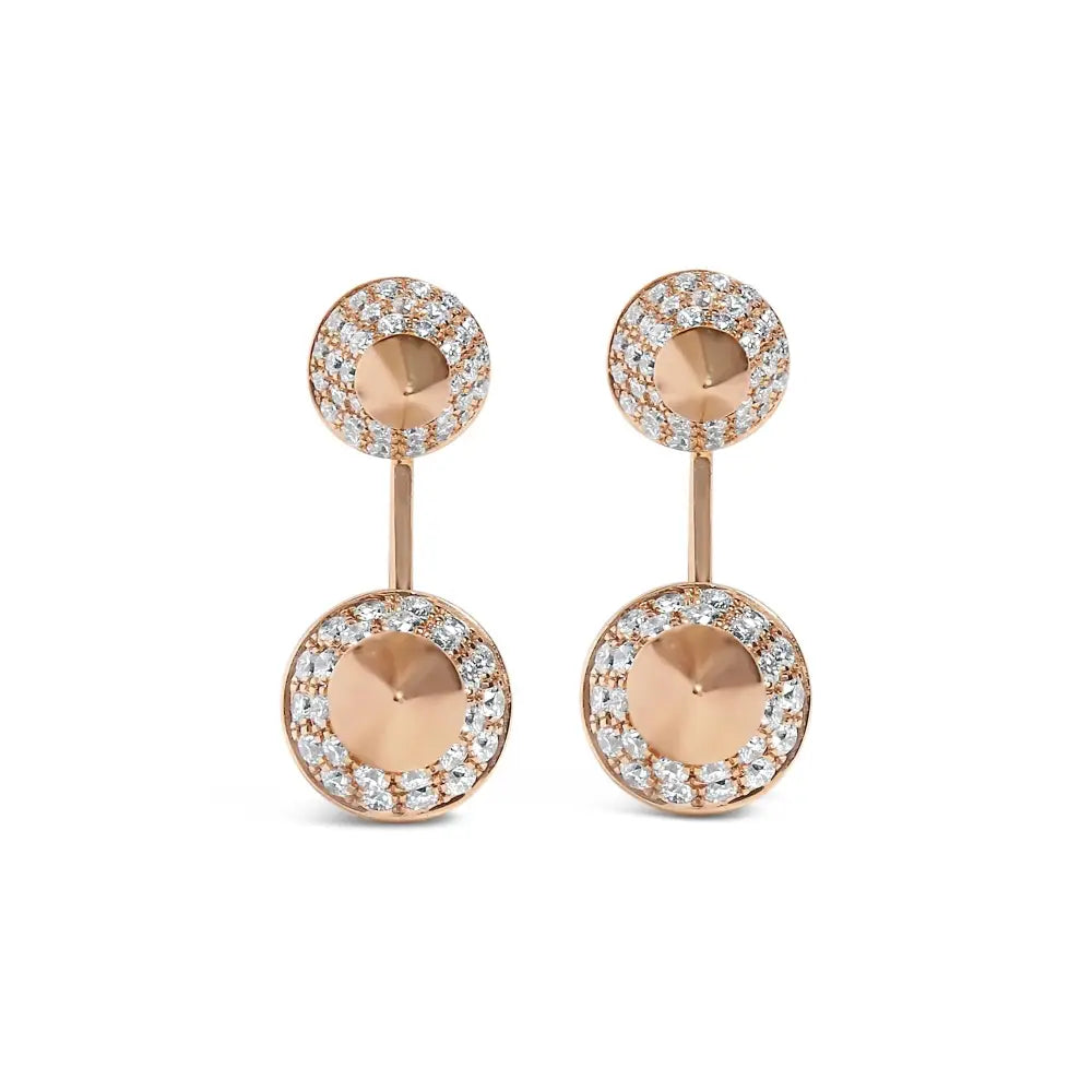 14k rose gold 1.00 cttw diamond double cone jacket stud earrings bijoux-nyc direct