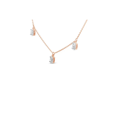 14k rose gold 1 3/8 cttw oval lab grown diamond dangle station necklace 17’’ inches necklaces/non pendant/station handcrafted