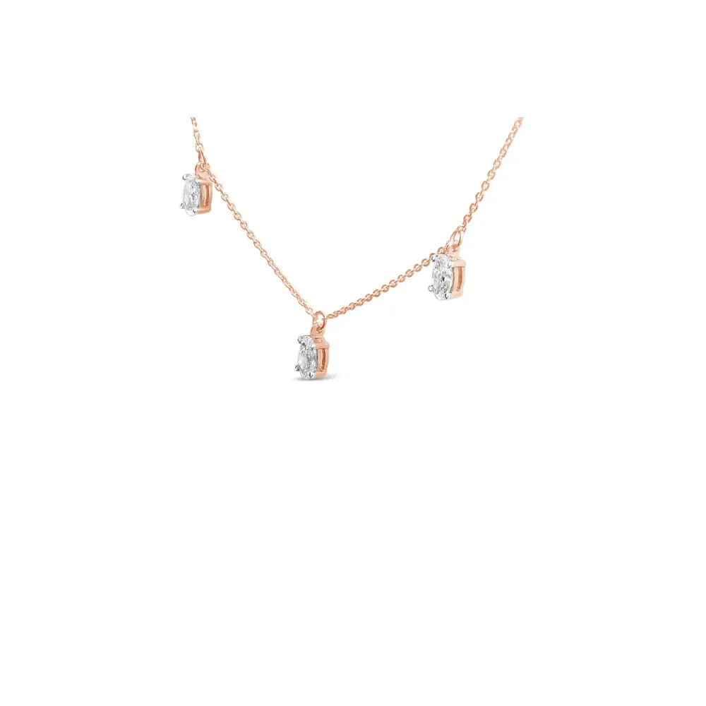 14k rose gold 1 3/8 cttw oval lab grown diamond dangle station necklace bijoux-nyc direct