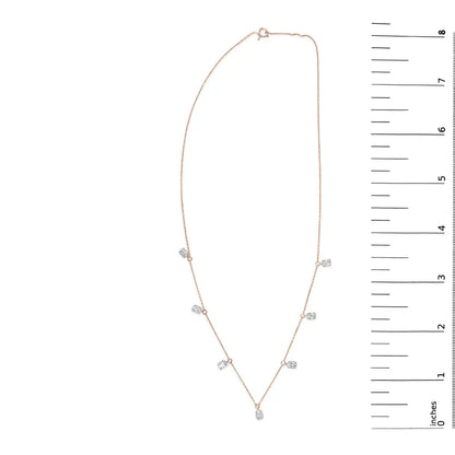 14k rose gold 1 3/8 cttw oval lab grown diamond dangle station necklace 17’’ inches necklaces/non pendant/station handcrafted