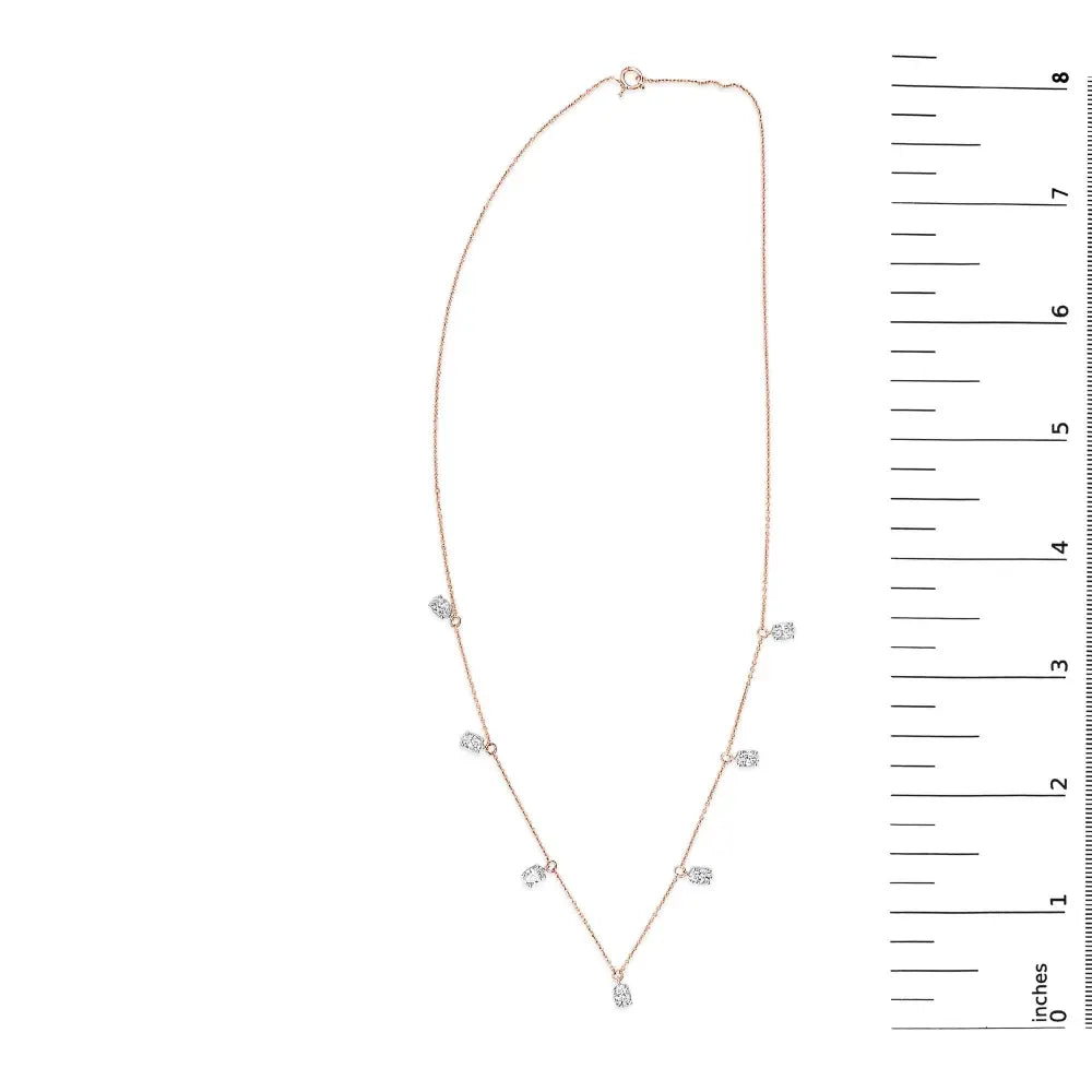 14k rose gold 1 3/8 cttw oval lab grown diamond dangle station necklace bijoux-nyc direct