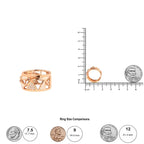 14K Rose Gold 1/3 Cttw Diamond and Pink Tourmaline Cigar Band Ring with White Enamel (G-H Color, SI1-SI2 Clarity) - Bijoux-NYC Direct