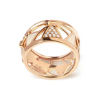 14K Rose Gold 1/3 Cttw Diamond and Pink Tourmaline Cigar Band Ring with White Enamel (G-H Color, SI1-SI2 Clarity) - Bijoux-NYC Direct