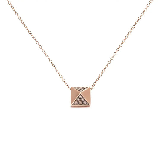 14k rose gold 1/4 cttw brown diamond matte finished pyramid pendant necklace (brown color si1 si2 clarity) 18’’ inches