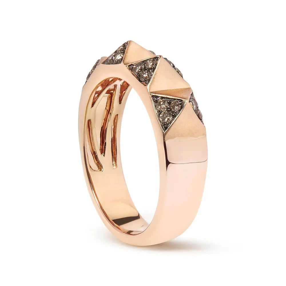 14K Rose Gold 1/4 Cttw Brown Diamond Pyramid Band Ring (Brown Color, SI1-SI2 Clarity)- Size 7 - Bijoux-NYC Direct