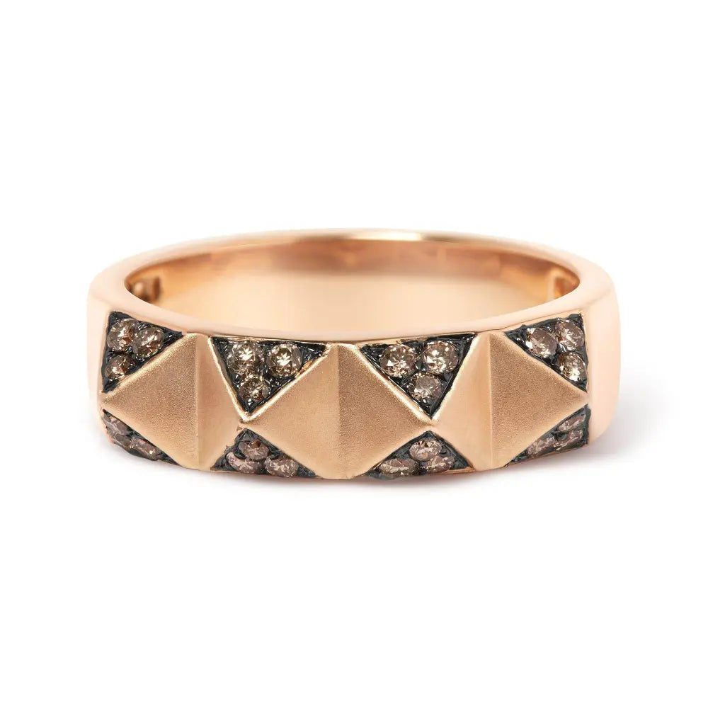 14K Rose Gold 1/4 Cttw Brown Diamond Pyramid Band Ring (Brown Color, SI1-SI2 Clarity)- Size 7 - Bijoux-NYC Direct