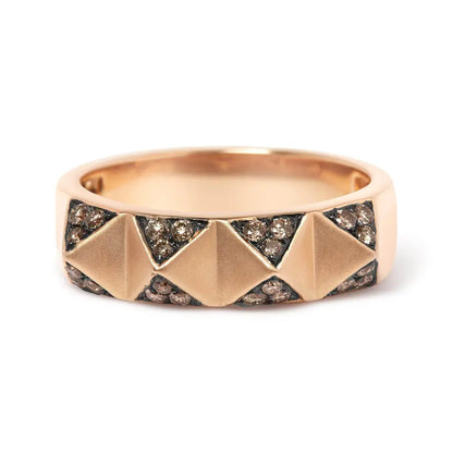 14K Rose Gold 1/4 Cttw Brown Diamond Pyramid Band Ring (Brown Color, SI1-SI2 Clarity)- Size 7 - Bijoux-NYC Direct