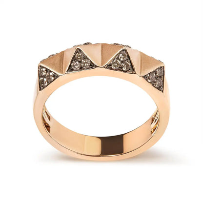 14K Rose Gold 1/4 Cttw Brown Diamond Pyramid Band Ring (Brown Color, SI1-SI2 Clarity)- Size 7 - Bijoux-NYC Direct