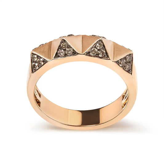 14K Rose Gold 1/4 Cttw Brown Diamond Pyramid Band Ring (Brown Color, SI1-SI2 Clarity)- Size 7 - Bijoux-NYC Direct
