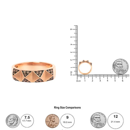14K Rose Gold 1/4 Cttw Brown Diamond Pyramid Band Ring (Brown Color, SI1-SI2 Clarity)- Size 7 - Bijoux-NYC Direct