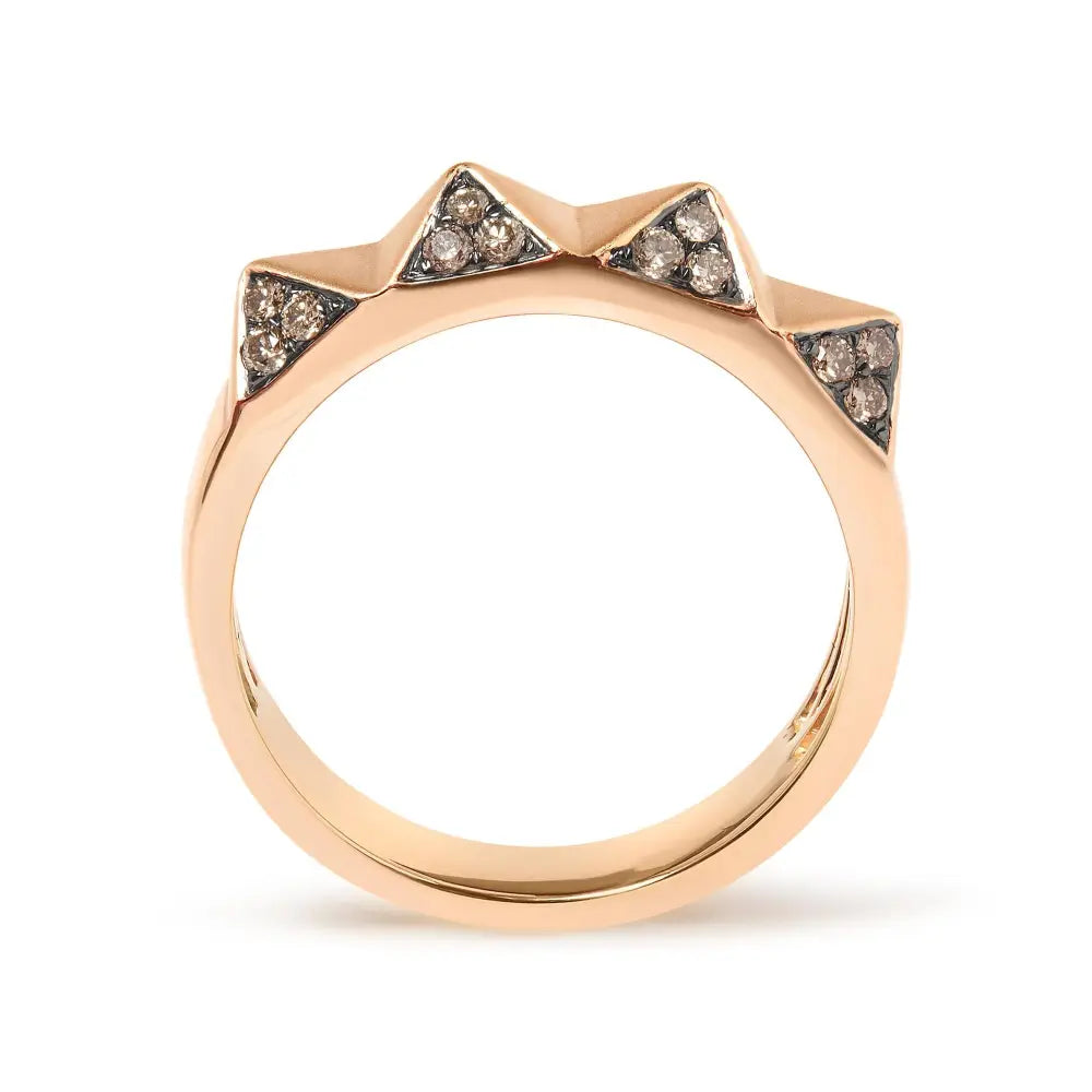 14k rose gold 1/4 cttw brown diamond pyramid band ring size 7 bijoux-nyc direct