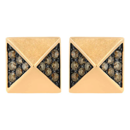 14K Rose Gold 1/4 Cttw Brown Diamond Pyramid Stud Earring (Brown Color, SI1-SI2 Clarity) - Bijoux-NYC Direct
