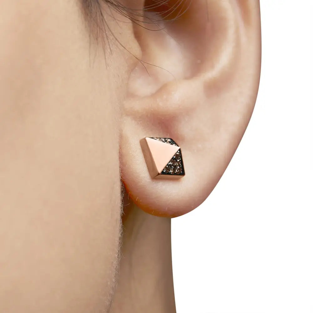 14k rose gold 1/4 cttw brown diamond pyramid stud earrings bijoux-nyc direct
