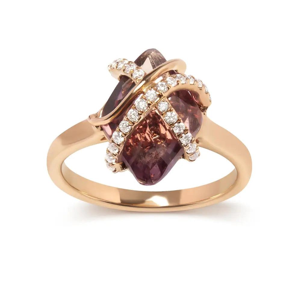 14k rose gold 1/5 cttw diamond and 15mm purple amethyst cocktail ring bijoux-nyc direct