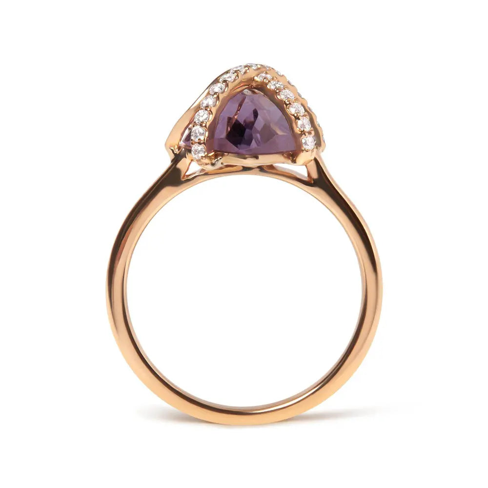 14K Rose Gold 1/5 Cttw Diamond Wrapped 15x15 MM Purple Amethyst Cocktail Ring (G-H Color, SI1-SI2 Clarity) - Bijoux-NYC Direct