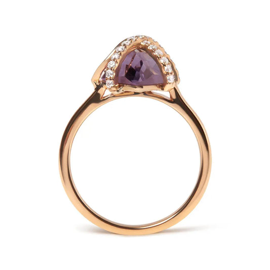 14K Rose Gold 1/5 Cttw Diamond Wrapped 15x15 MM Purple Amethyst Cocktail Ring (G-H Color, SI1-SI2 Clarity) - Bijoux-NYC Direct