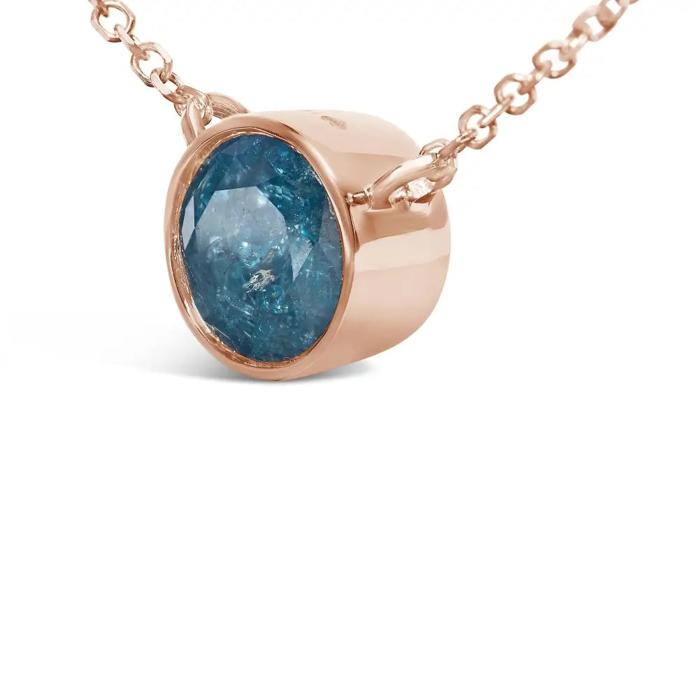 2.0 cttw blue diamond bezel solitaire pendant in 14k rose gold 18 bijoux-nyc direct