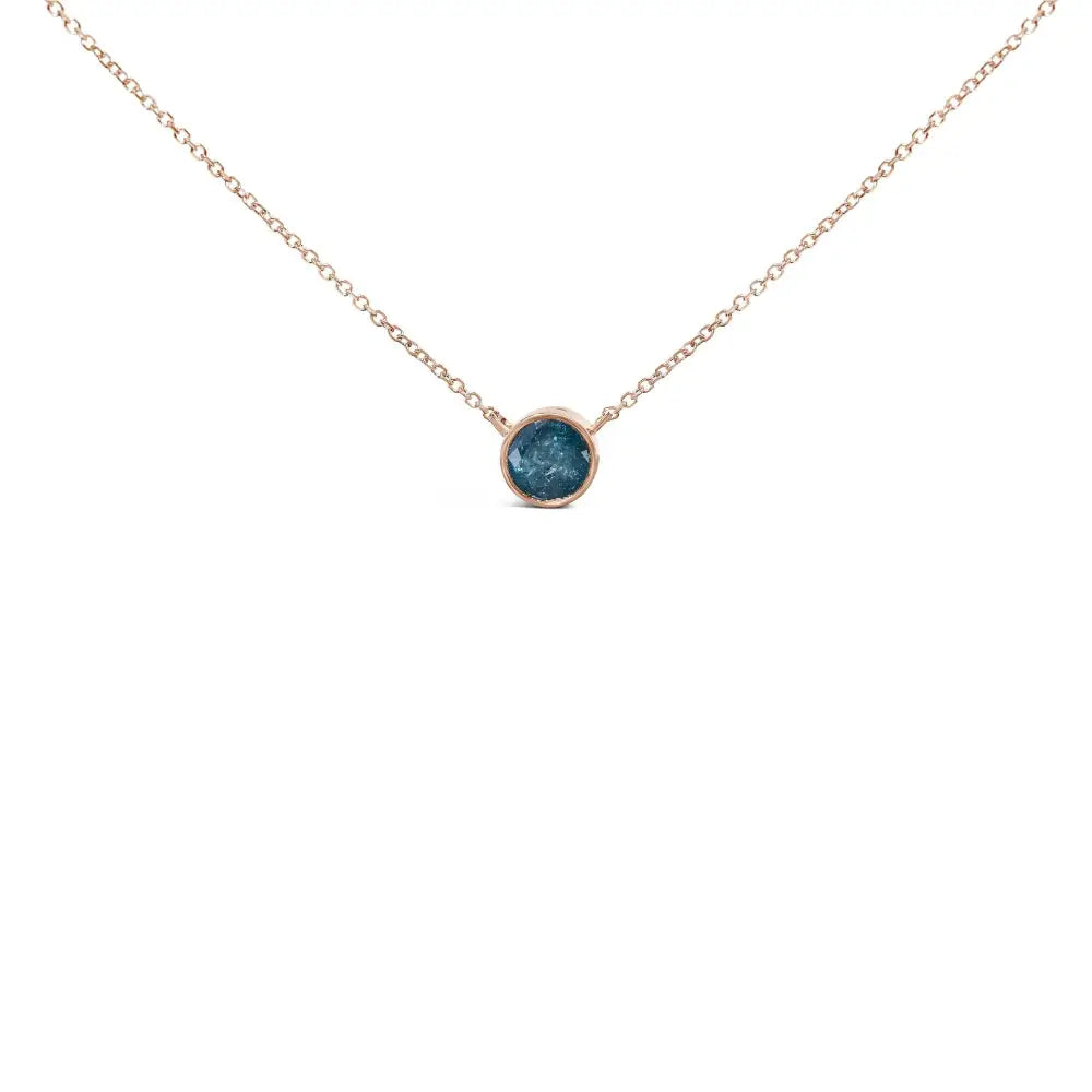 2.0 cttw blue diamond bezel solitaire pendant in 14k rose gold 18 bijoux-nyc direct