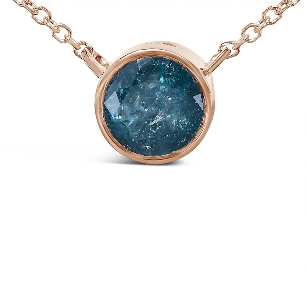 2.0 cttw blue diamond bezel solitaire pendant in 14k rose gold 18 bijoux-nyc direct