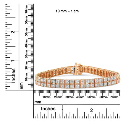 14K Rose Gold 3.0 Cttw Lab Grown Diamond Two Row Milgrain 7" Inch Tennis Bracelet (G-H Color, VS2-SI1 Clarity) - Bijoux-NYC Direct