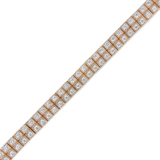 14K Rose Gold 3.0 Cttw Lab Grown Diamond Two Row Milgrain 7" Inch Tennis Bracelet (G-H Color, VS2-SI1 Clarity) - Bijoux-NYC Direct