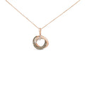 14k rose gold 3/4 cttw brown and white diamond interlocking circle necklace bijoux-nyc direct