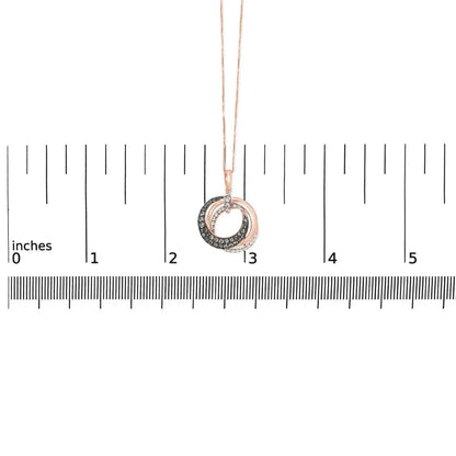14k rose gold 3/4 cttw brown and white diamond interlocking circle hoop 18’’ inch pendant necklace (g h color si2 i1 clarity)