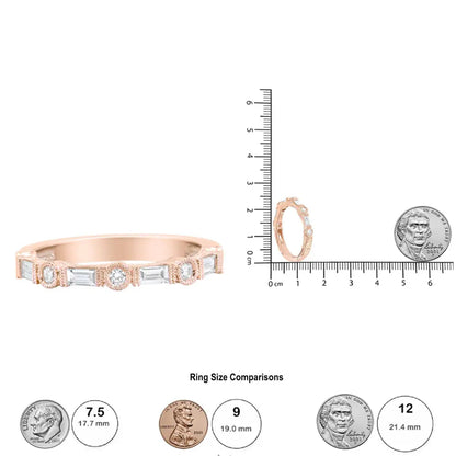 14K Rose Gold 3/8 Cttw Baguette and Round Diamond Bridal Band - (H-I Color, VS1-VS2 Clarity) - Bijoux-NYC Direct