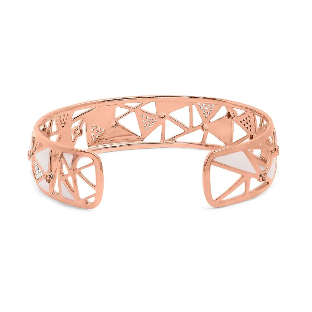 14k rose gold 5/8 cttw diamond pink tourmaline white enamel cuff bangle 7 bijoux-nyc direct