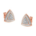 14k rose gold over sterling silver diamond trillion halo stud earrings bijoux-nyc direct