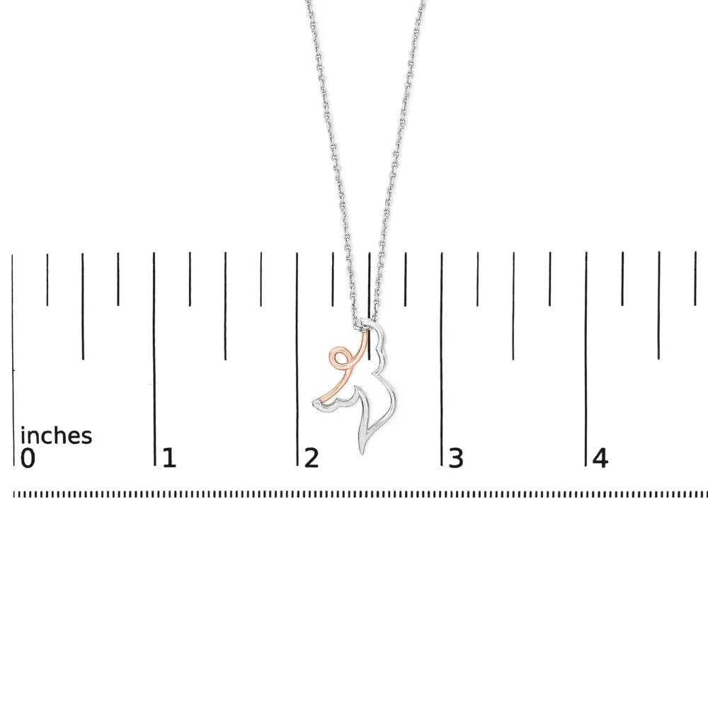 Diamond angel pendant necklace in 14k rose gold plated sterling silver bijoux-nyc direct
